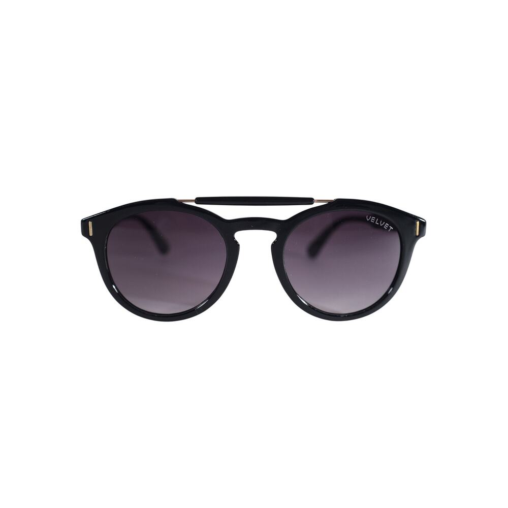 Velvet Eyewear AMELIA Round Aviator Sunglasses - Black / Gray Fade - NWT